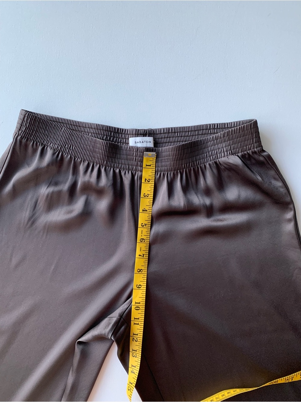 Babaton Satin Pant Elastic-Waist Wide Leg Pants in Chocolate women’s size L - Picture 7 of 13